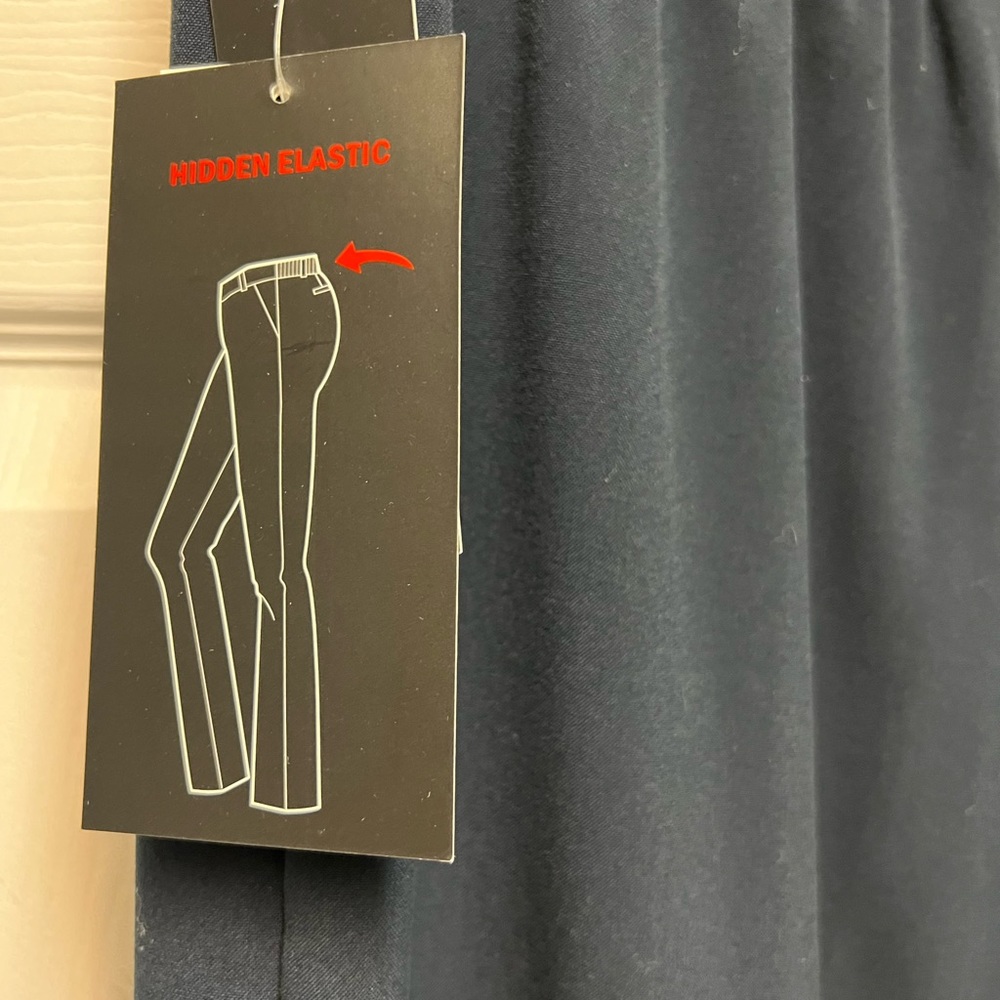 Briggs New York Comfort Waistband Navy Blue Pants Hidden Elastic Wpockets 14 NWT - Picture 11 of 13